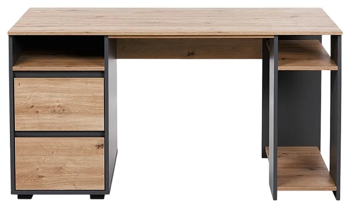 LITTLESKY BY H. KLUPŚ Dalia - biurko młodzieżowe z szufladami i półkami | Antracyt-Dąb