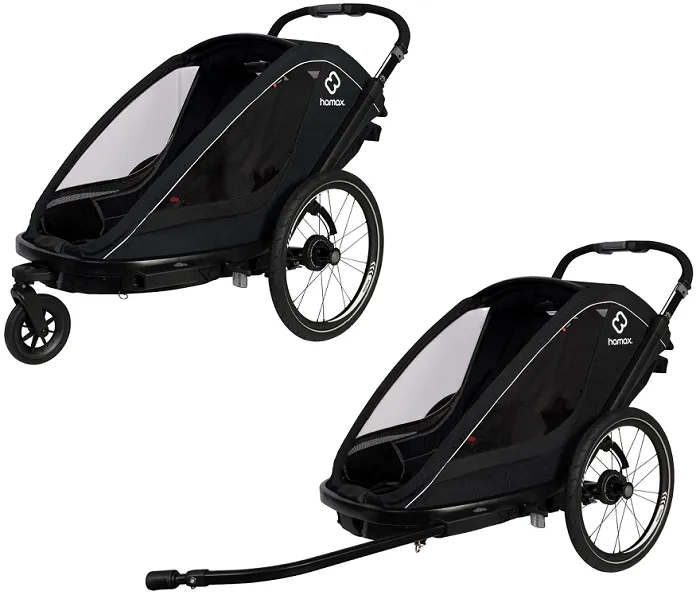 HAMAX Breeze - dwuosobowa przyczepka rowerowa z zestawem do biegania | Black