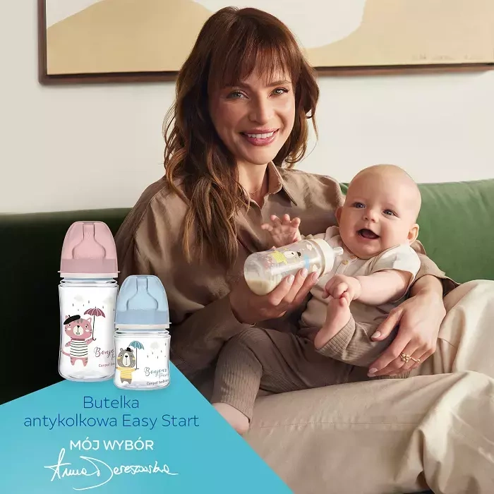 CANPOL BABIES - butelka szeroka antykolkowa 120 ml PP EasyStart | BONJOUR PARIS niebieska