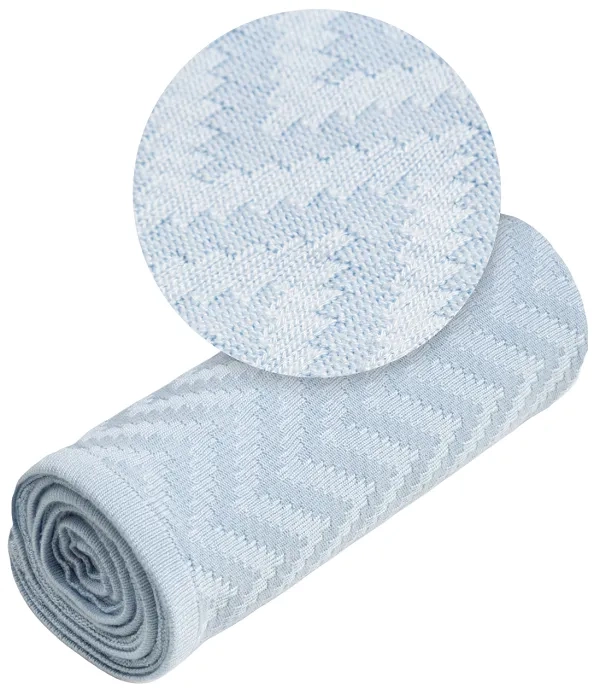 YOONCO Mgiełka - lekki kocyk bambusowy 80x100 cm | Jodełka Niebieski