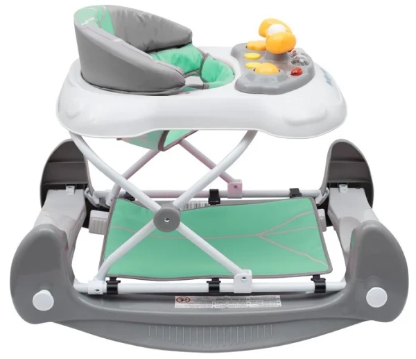 BABY MIX - chodzik 2w1 z bujakiem, kierownicą i silikonowymi kółkami | Miętowy