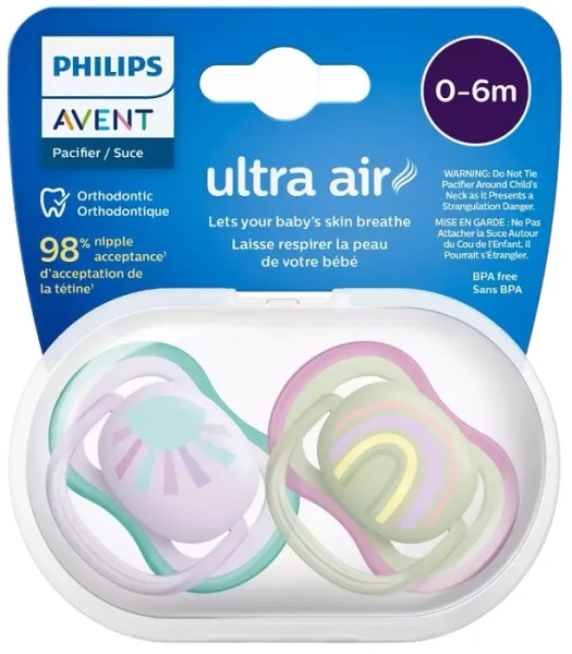 PHILIPS AVENT Ultra Air - smoczek ortodontyczny 2 szt. | 0-6 m