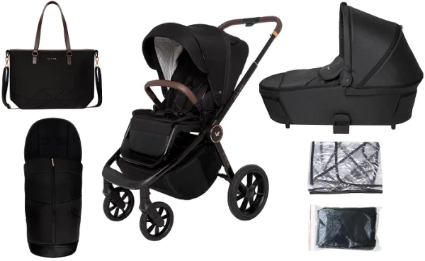 MUUVO Quick SE 2 - wózek wielofunkcyjny, zestaw 2w1 z gondolą Quick 3.0 | Sunset Black + Jet Black (+ ADAPTERY)