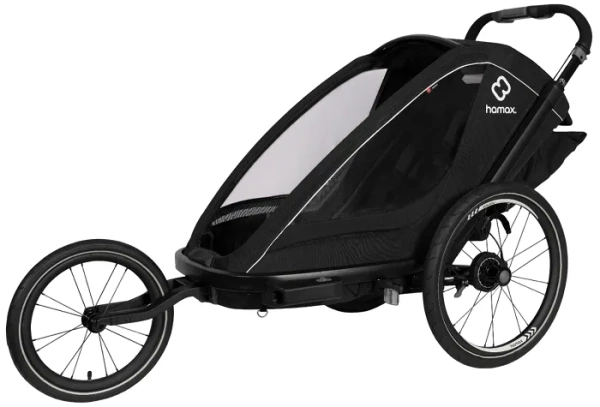HAMAX Breeze One - jednoosobowa przyczepka rowerowa z zestawem do biegania | Black