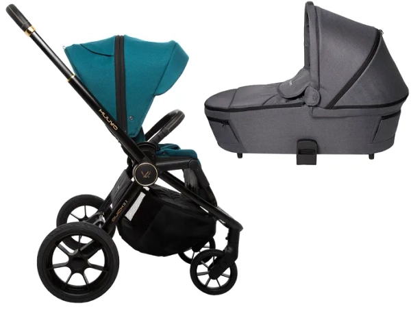 MUUVO Quick SE 2 - wózek wielofunkcyjny, zestaw 2w1 z gondolą Quick 3.0 | Paradise Gold + Iron Graphite