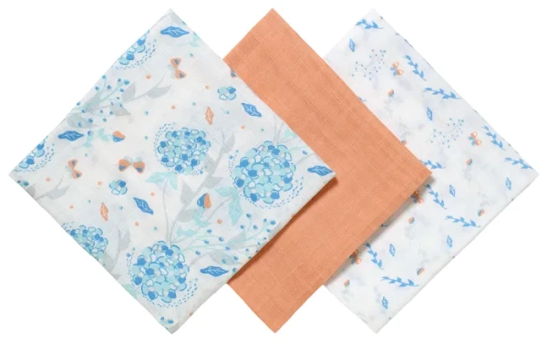 BABYONO - bawełniane pieluszki muślinowe 70x70 cm, zestaw 3 szt. | Morelowe