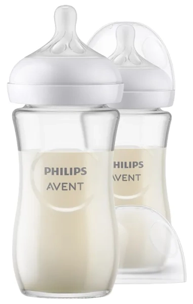 PHILIPS AVENT Natural Response - 2 szklane butelki antykolkowe 240 ml | 1 m+