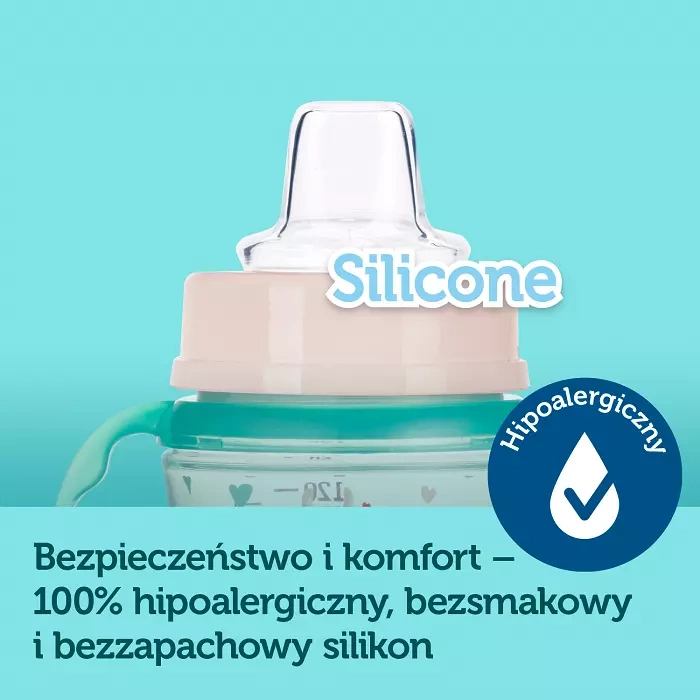 CANPOL BABIES - kubek treningowy silikon 120 ml PP EasyStart | EXOTIC ANIMALS różowy