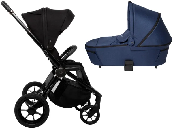 MUUVO Quick SE 2 - wózek wielofunkcyjny, zestaw 2w1 z gondolą Quick 3.0 | Chromium Black + Azure Blue (+ ADAPTERY)