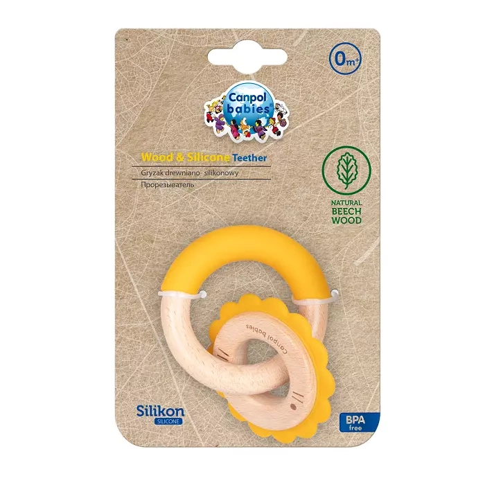 CANPOL BABIES - gryzak drewniano- silikonowy dla niemowląt | LEW