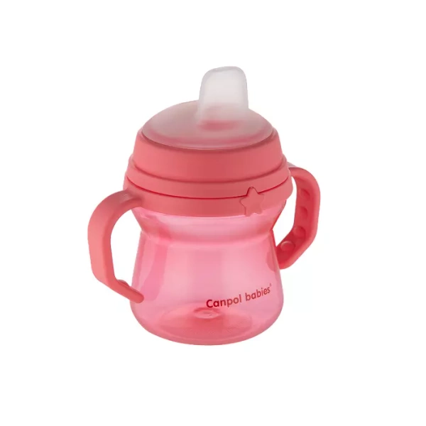 CANPOL BABIES - kubek z silikonowym ustnikiem FirstCup 150ml | różowy