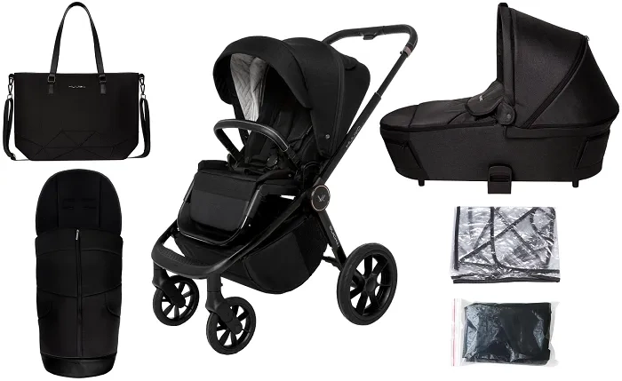 MUUVO Quick SE 2 - wózek wielofunkcyjny, zestaw 2w1 z gondolą Quick 3.0 | Chromium Black + Jet Black (+ ADAPTERY)