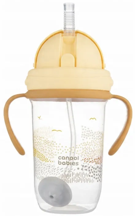 CANPOL BABIES Mountains - kubek niekapek z rurką i odważnikiem 270 ml | Żółty