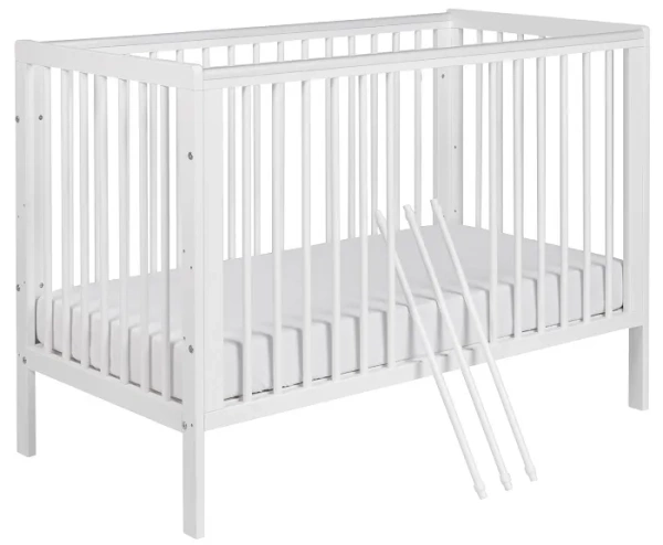 YOONCO - łóżeczko drewniane Timio z barierką | Białe