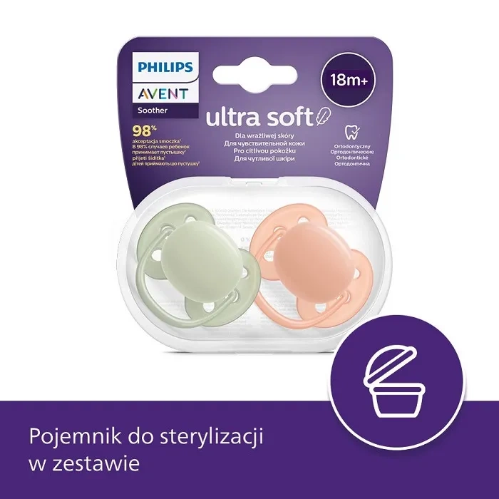 PHILIPS AVENT Ultra Soft - smoczek ortodontyczny 2 szt. | 18 m+