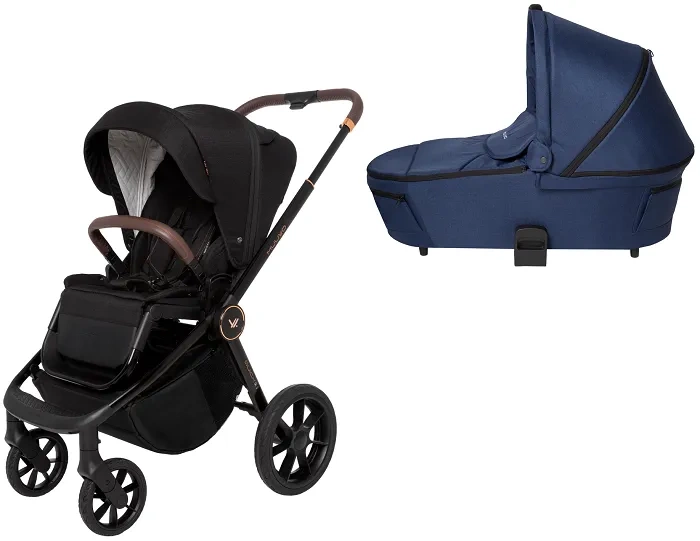 MUUVO Quick SE 2 - wózek wielofunkcyjny, zestaw 2w1 z gondolą Quick 3.0 | Sunset Black + Azure Blue (+ ADAPTERY)