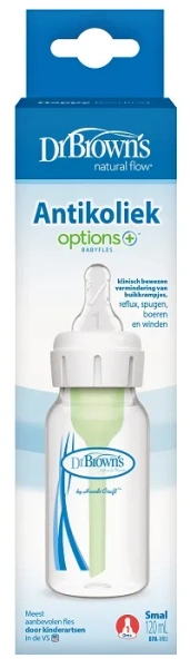 DR BROWN'S Options+ - antykolkowa, wąska butelka standard 120 ml, poziom 1 | 0 m+