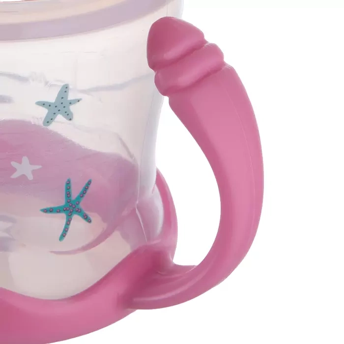 CANPOL BABIES - kubek niekapek ustnik silikonowy 180 ml | LOVE & SEA różowy