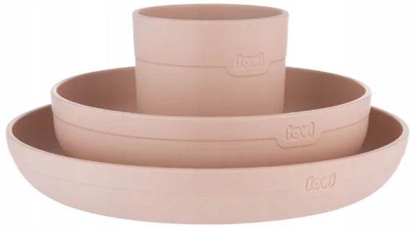LOVI - zestaw naczyń: miseczka, talerz i kubek | Nude