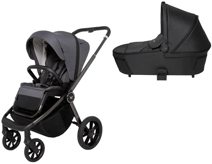 MUUVO Quick SE 2 - wózek wielofunkcyjny, zestaw 2w1 z gondolą Quick 3.0 | Diamond Graphite + Jet Black (+ ADAPTERY)