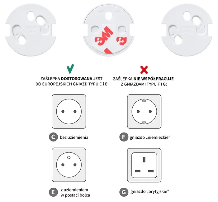BABYONO - rotacyjne zabezpieczenia gniazdek elektrycznych 10 szt.