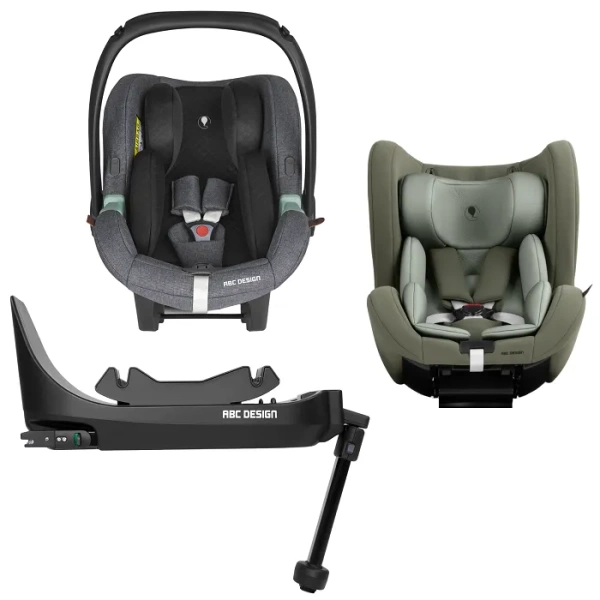 ABC DESIGN zestaw modułowy na 4 lata: Tulip i-Size + Lily i-Size + baza Root | Asphalt + Sage