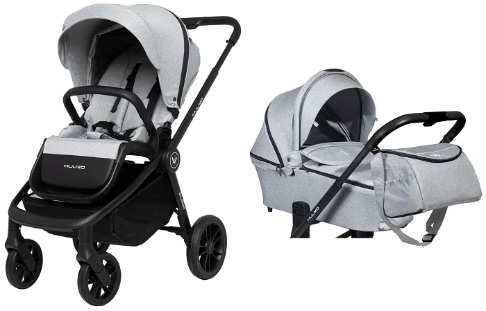 MUUVO Quick - wózek wielofunkcyjny, zestaw 2w1 z gondolą Quick 2.0 standard | Rocky Grey (+ ADAPTERY)