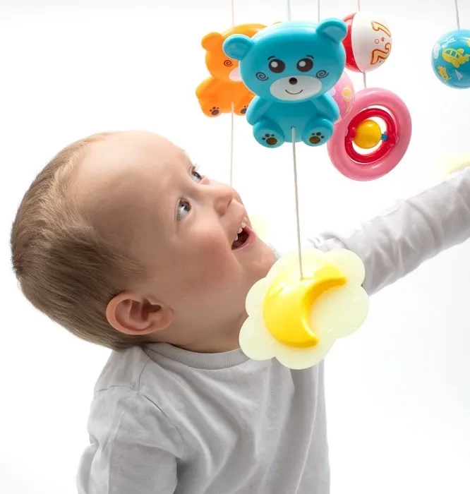 BABY MIX - karuzela do łóżeczka z projektorem i pozytywką | Czerwona