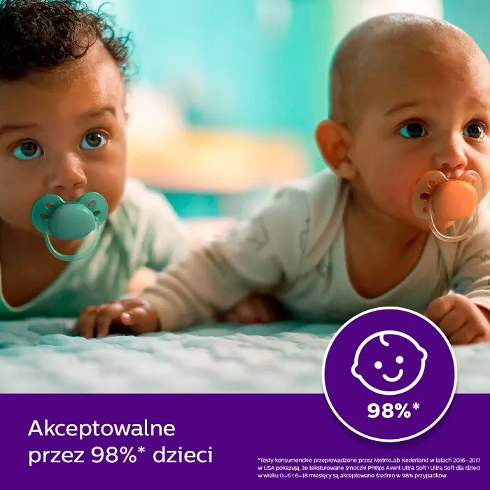PHILIPS AVENT Ultra Soft - smoczek ortodontyczny 2 szt. | 0-6 m