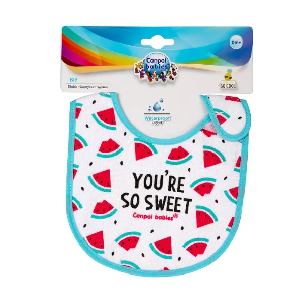 CANPOL BABIES - śliniak nieprzemakalny z frotte SO COOL | arbuz