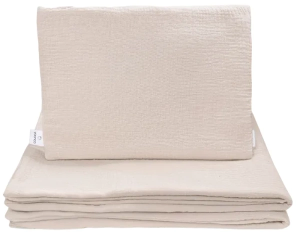 YOONCO - muślinowy komplet: kołderka 80x100 cm + poduszka 30x40 cm | Beż