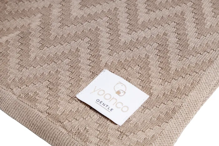 YOONCO Mgiełka - lekki kocyk bambusowy 80x100 cm | Jodełka Beżowy