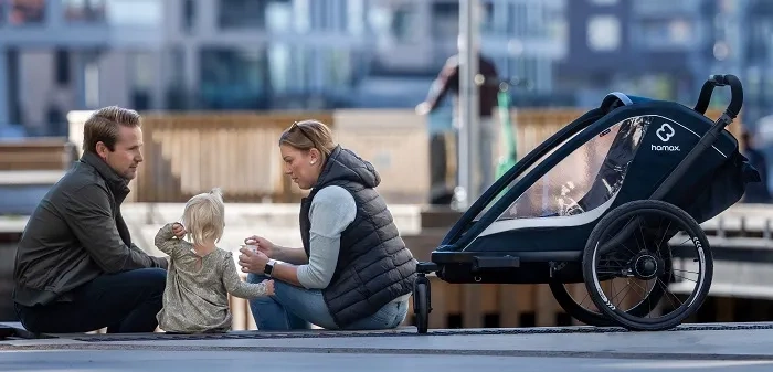 HAMAX Breeze One - jednoosobowa przyczepka rowerowa z zestawem do biegania | White/Green