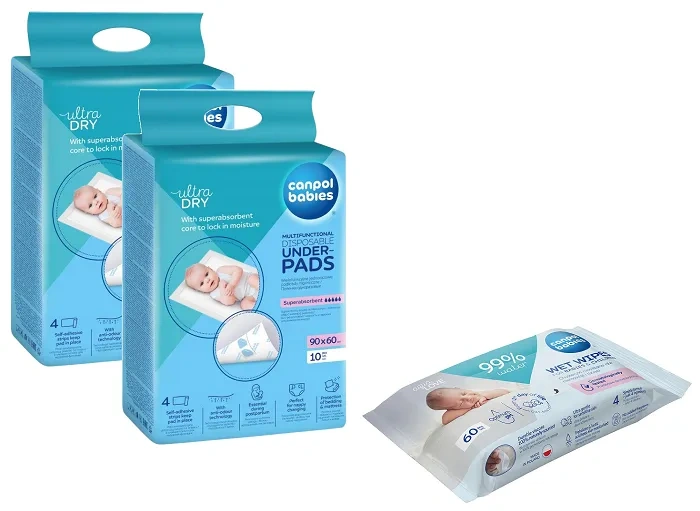 canpol zestaw podkłady i chusteczki nawilżone