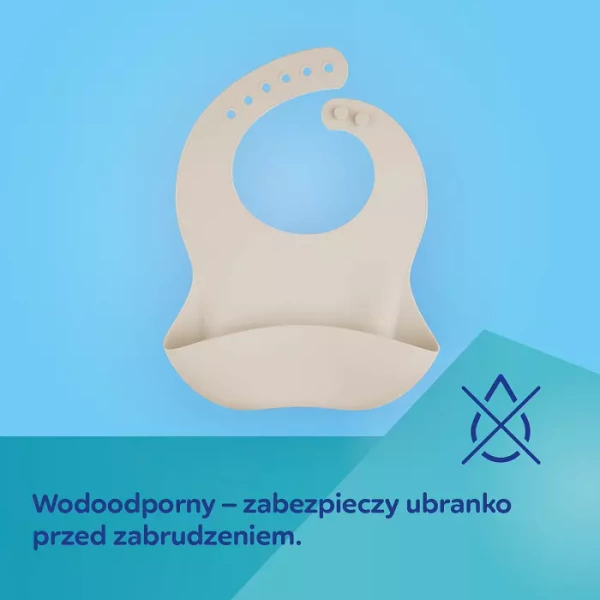 CANPOL BABIES -  śliniak silikonowy z kieszonką | kremowy