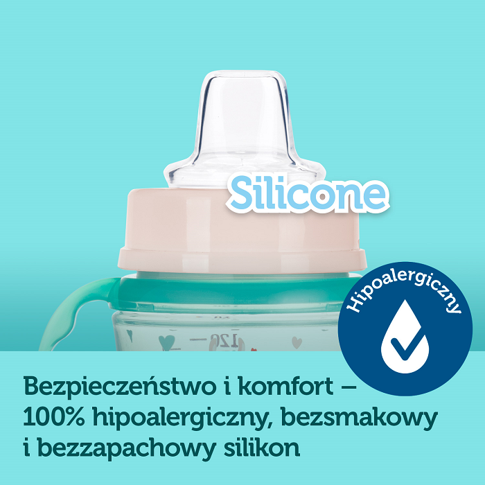 CANPOL BABIES - kubek treningowy silikon 120 ml PP EasyStart | EXOTIC ANIMALS niebieski