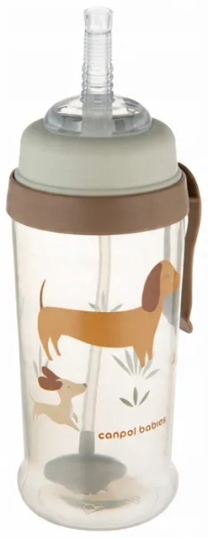 CANPOL BABIES - bidon niekapek z rurką i odważnikiem 350 ml | Pieski