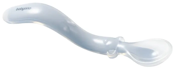 BABYONO - elastyczna silikonowa łyżeczka 6 m+ | Niebieska