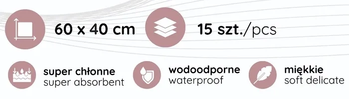 YOONCO - superchłonne podkłady higieniczne 60x40 cm | 4 x 15 szt.