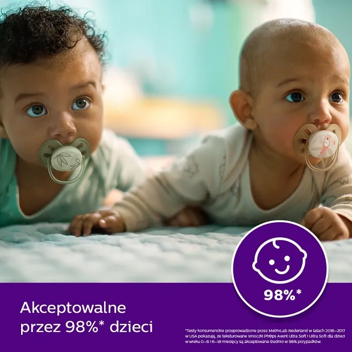 PHILIPS AVENT Ultra Soft - smoczek ortodontyczny 2 szt. | 0-6 m