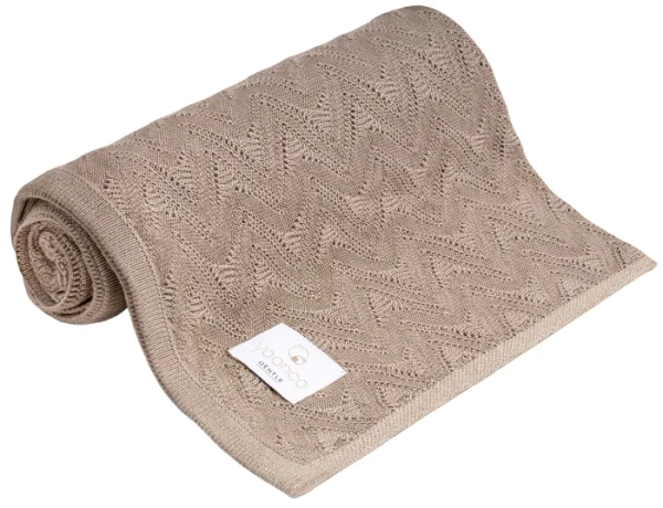 YOONCO Mgiełka - lekki kocyk bambusowy 80x100 cm | Ażur Beżowy