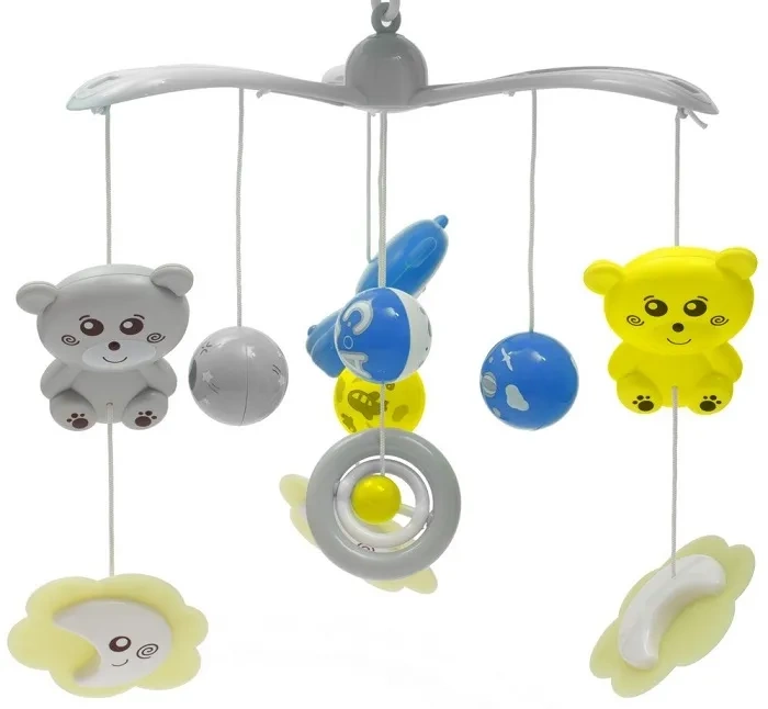 BABY MIX - karuzela do łóżeczka z projektorem i pozytywką | Szara