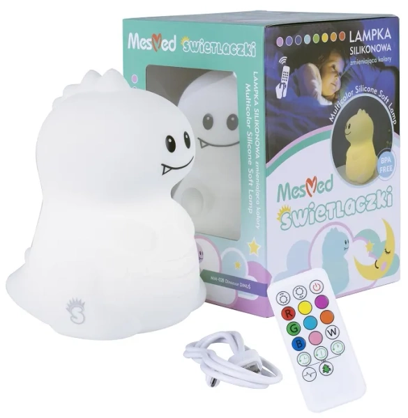 MESMED Świetlaczki - lampka silikonowa z pilotem | Dinozaur Dinuś