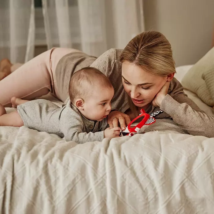 CANPOL BABIES - zabawka kontrastowa z piszczkiem i lusterkiem | SENSORY TOYS