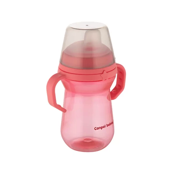 CANPOL BABIES - kubek z silikonowym ustnikiem FirstCup 250ml | różowy