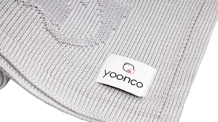 YOONCO Ptaszki - kocyk bambusowy 90x90 cm | Szary