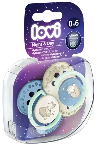 LOVI Night&Day - 2 x smoczek silikonowy dynamiczny 0-6 m | Boy