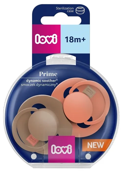 LOVI Prime - 2 x smoczek silikonowy dynamiczny 18 m+ | Granola/Orange