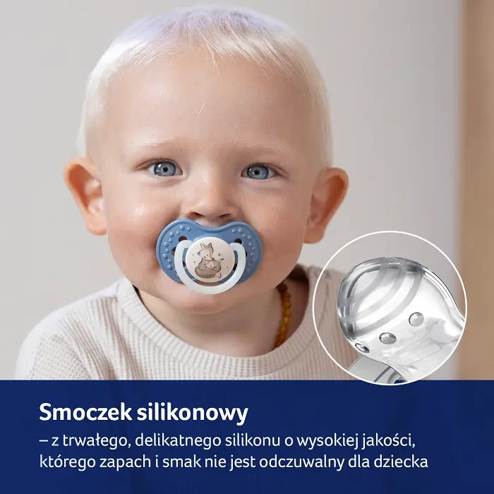 LOVI - smoczek silikonowy dynamiczny NIGHT&DAY BOY 2 szt. | 0-3 m