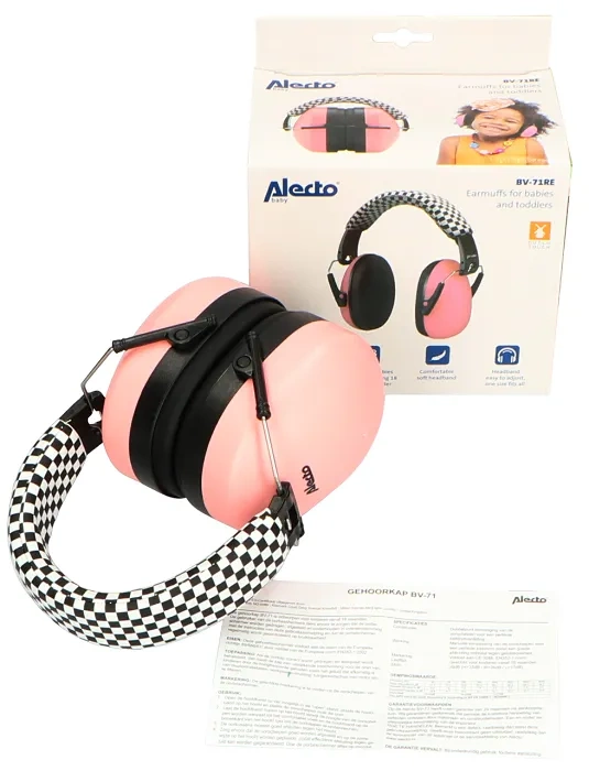 ALECTO BV-71 - słuchawki wygłuszające dla małych dzieci 18 m+ | Różowe
